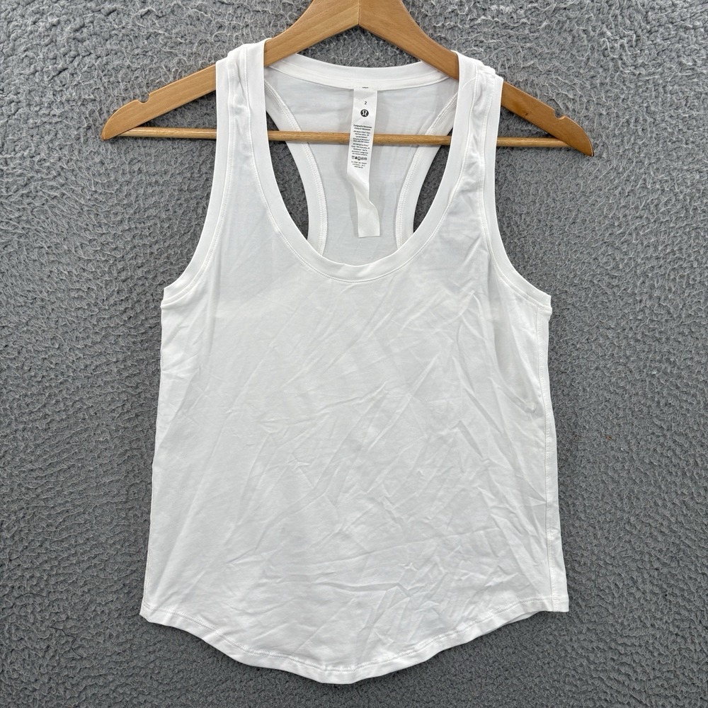 Lululemon Love Tank Top Women 2 White Pima Cotton Racerback Athletic